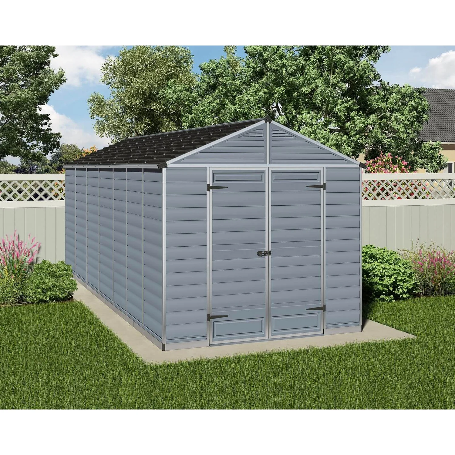 8x16ft Palram SkyLight Dark Grey Apex Shed - Image 2