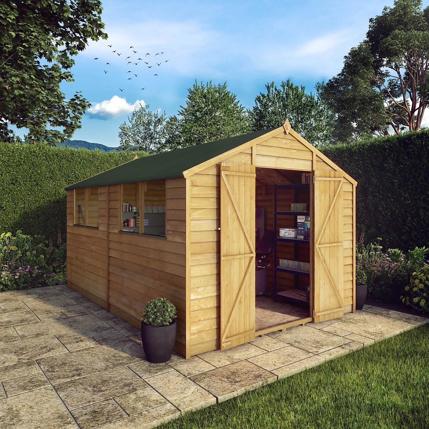 Mercia 12 X 8ft Overlap Double Door Apex Shed - Image 2
