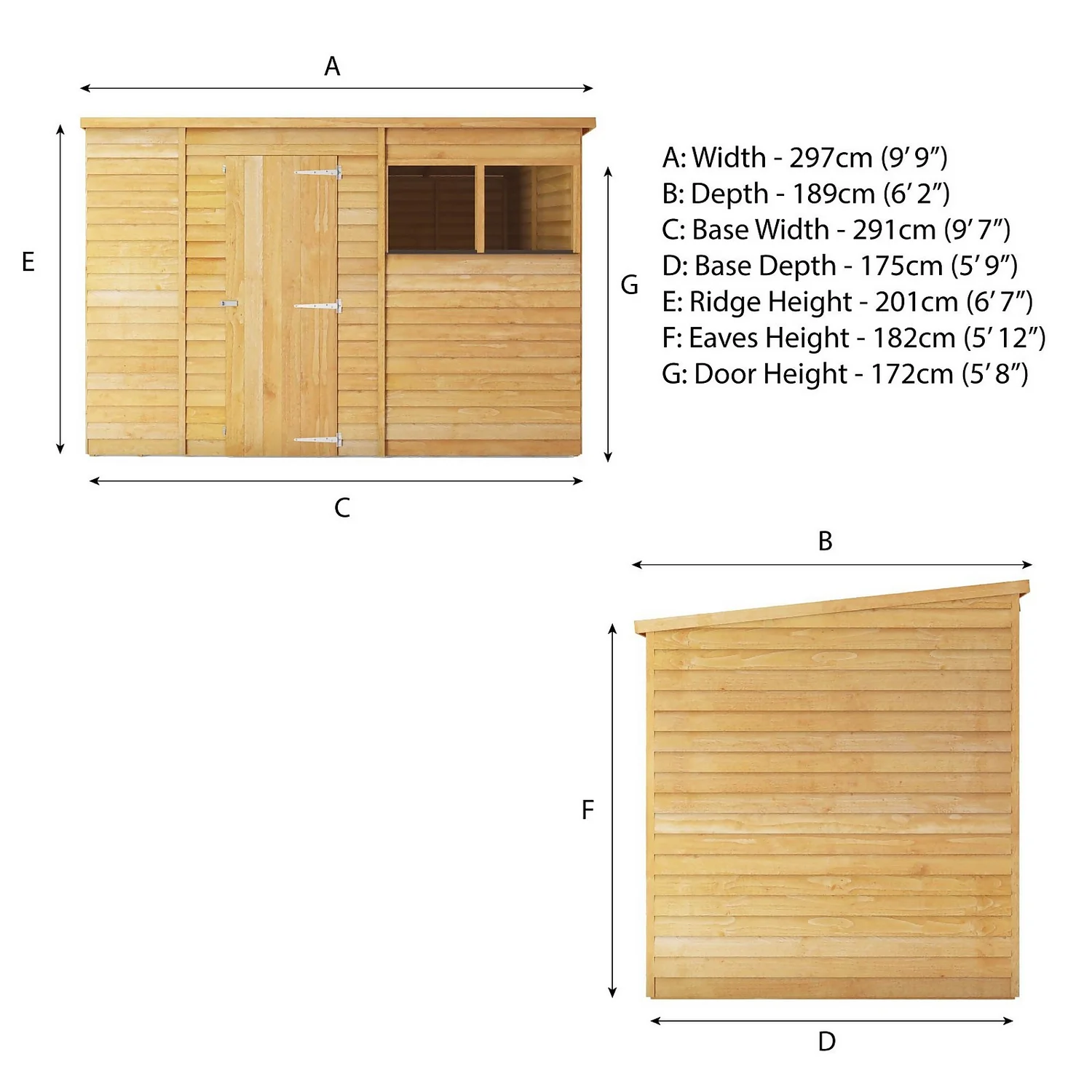 Mercia 10 X 6ft Overlap Pent Shed - Image 10