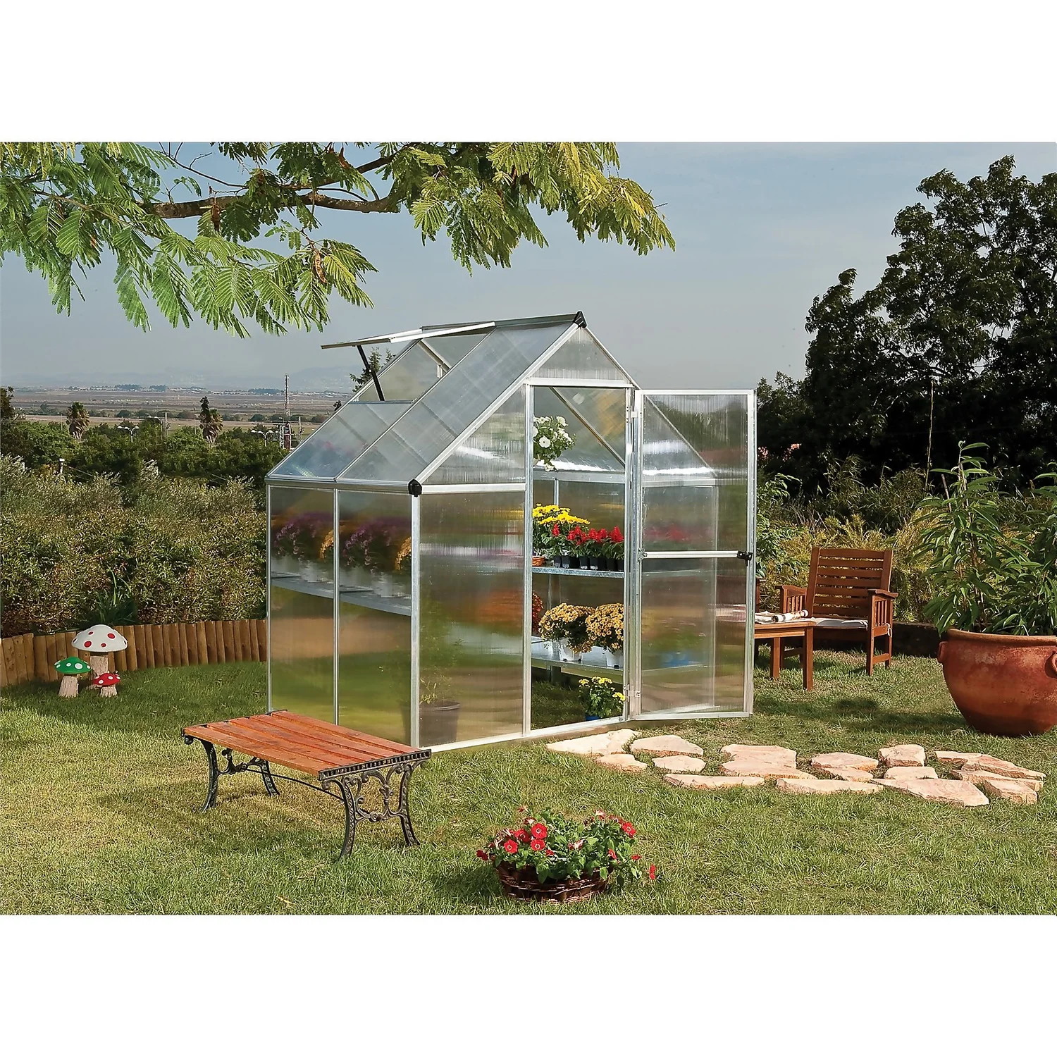 Palram 6 X 4ft Canopia Mythos Greenhouse - Silver - Image 2