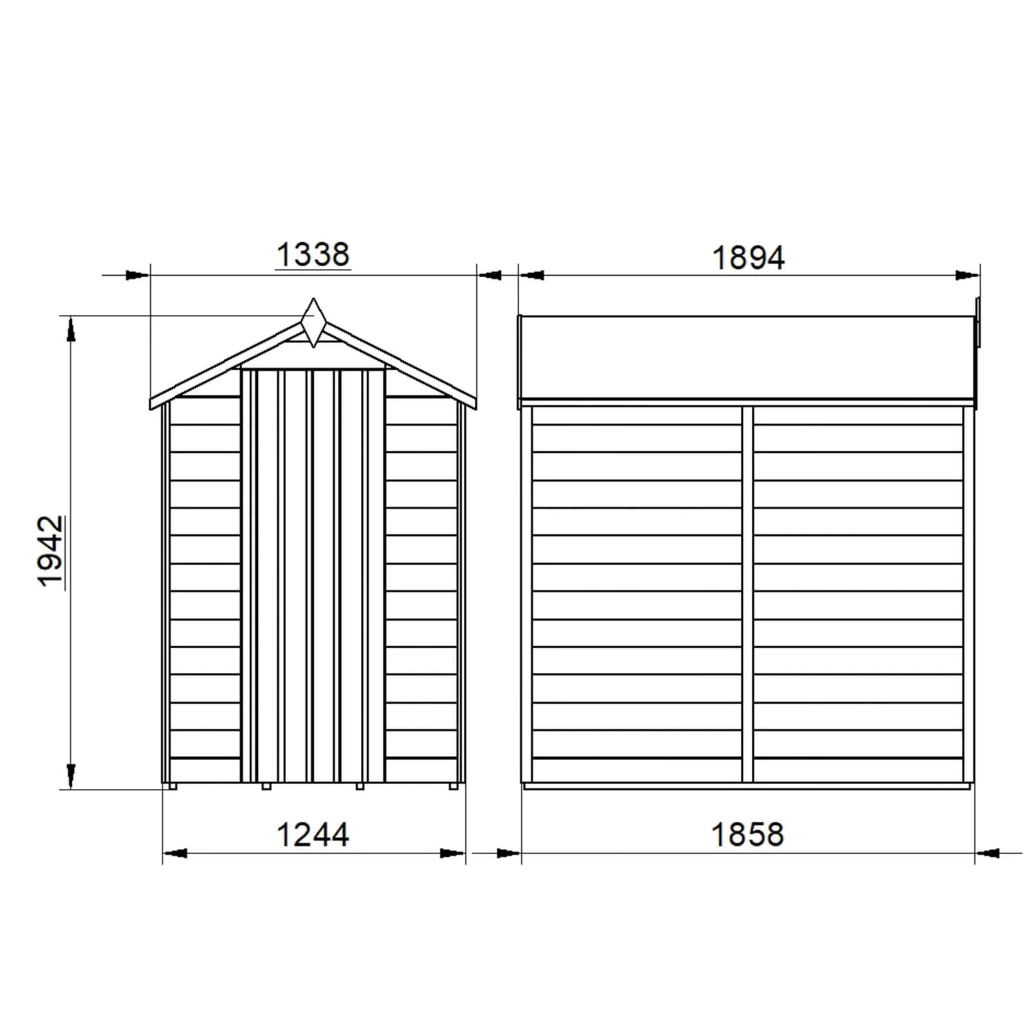 Forest Overlap 6 X 4ft Pressure Treated Apex Shed - No Window - Image 9