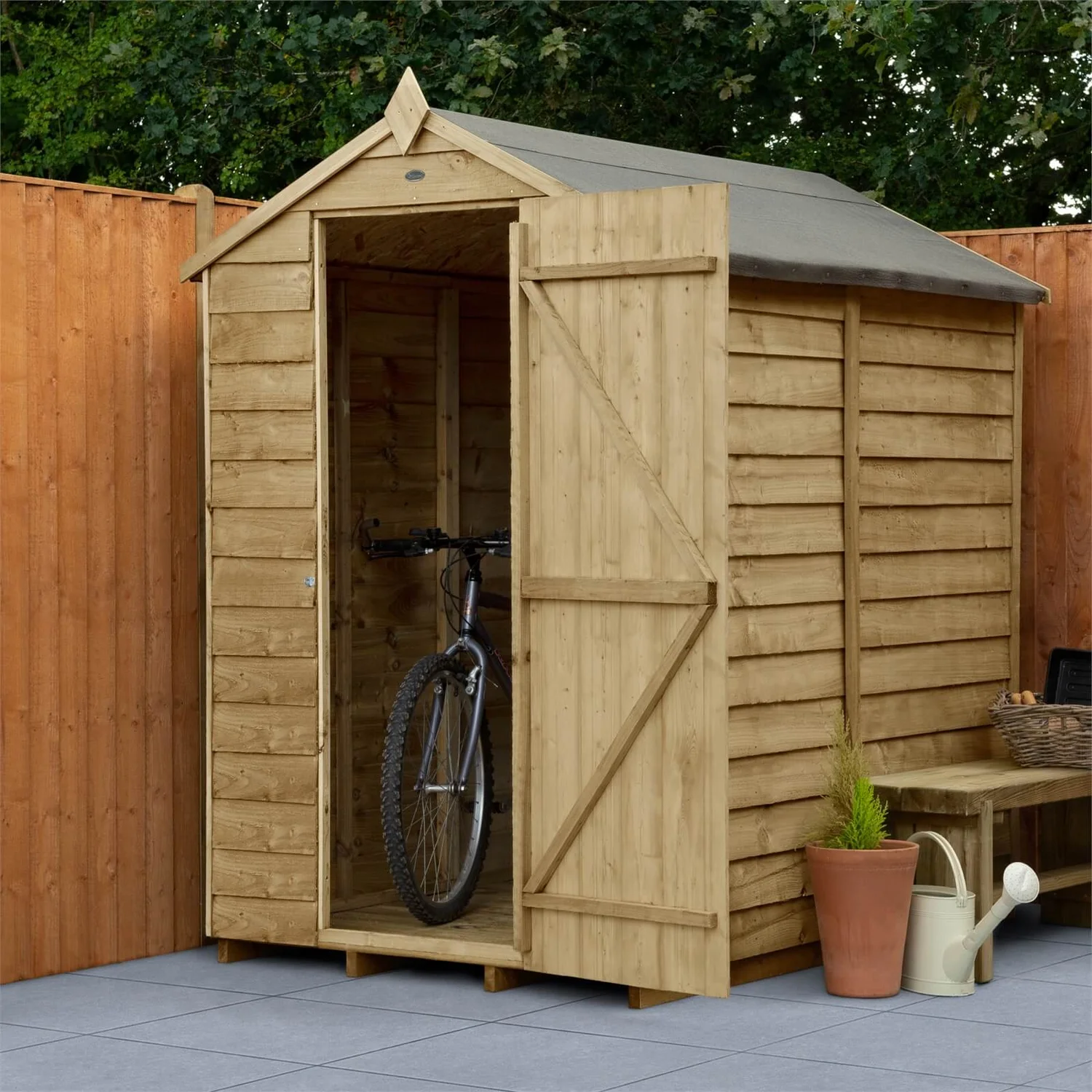 Forest Overlap 6 X 4ft Pressure Treated Apex Shed - No Window - Image 2