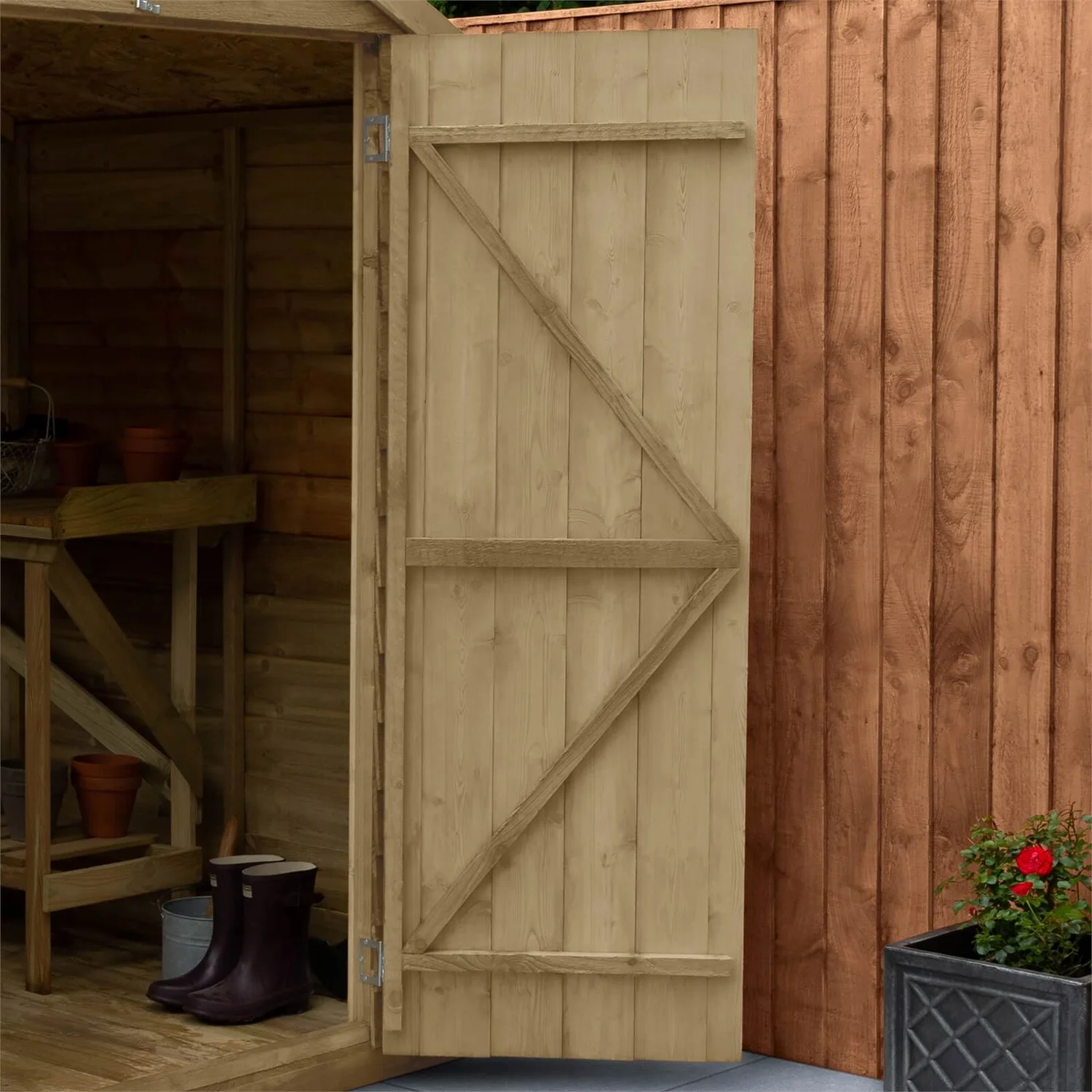 Forest Overlap 6 X 4ft Pressure Treated Apex Shed - No Window - Image 3