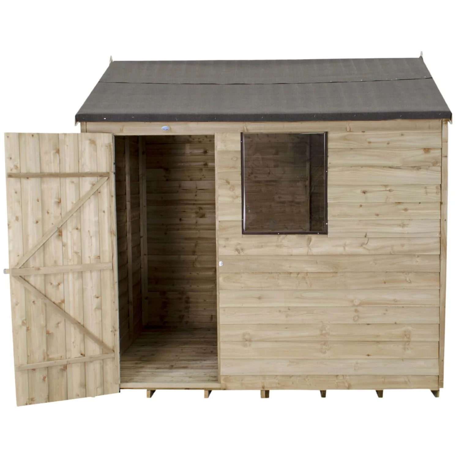 8x6ft Forest Natural Timber Overlap Reverse Apex Wooden Shed - Image 5