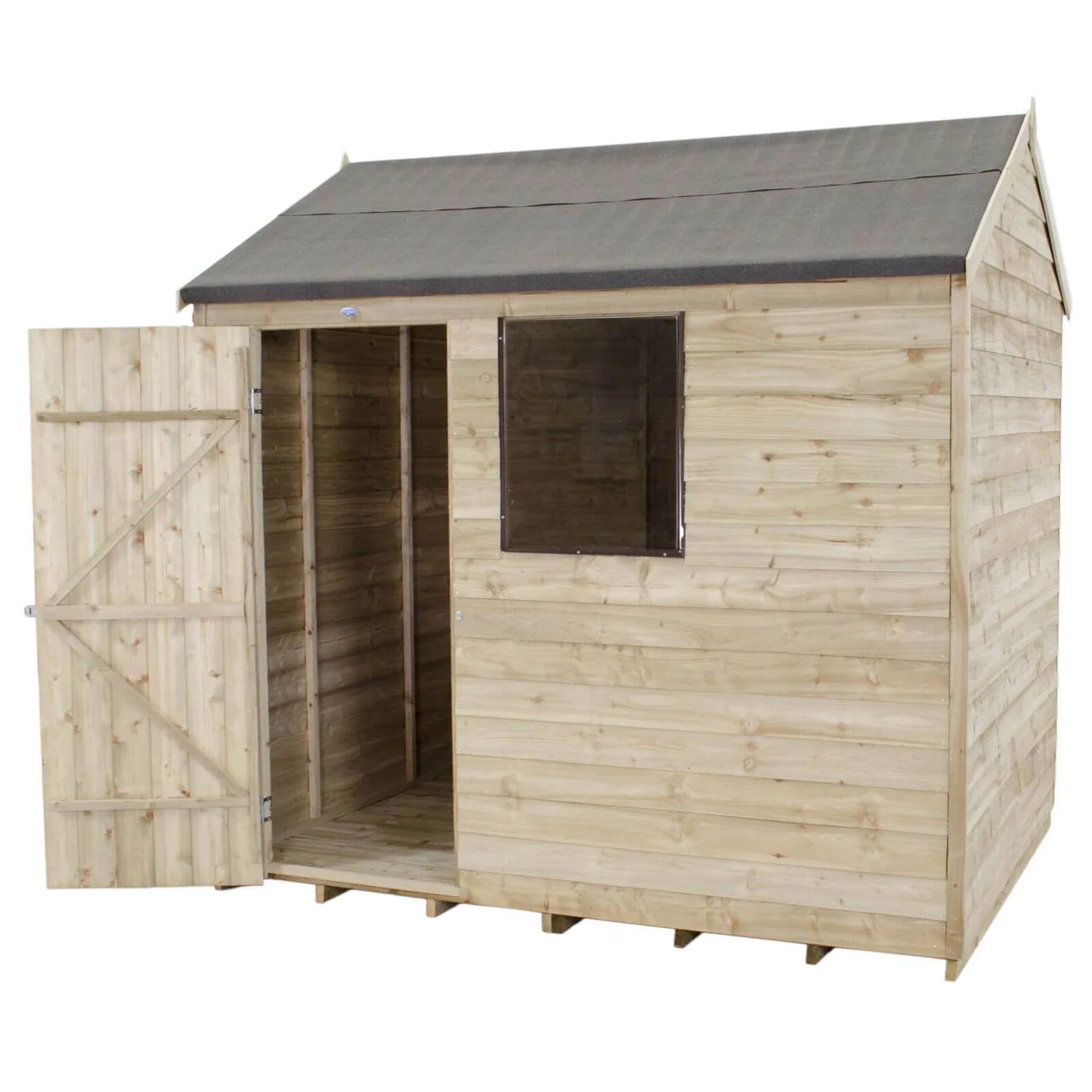 8x6ft Forest Natural Timber Overlap Reverse Apex Wooden Shed - Image 3