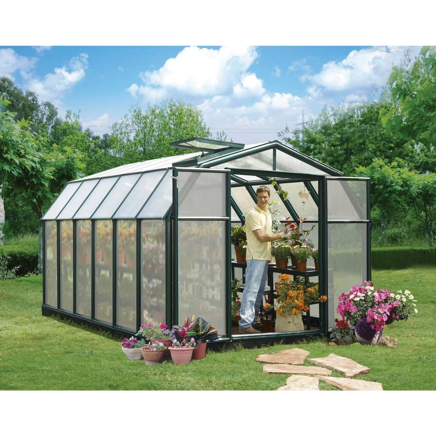 Palram 8 X 12ft Canopia Hobby Gardener Greenhouse - Green - Image 2