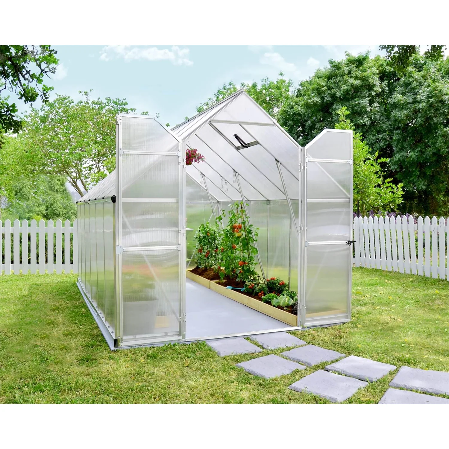 Palram 8 X 12ft Canopia Essence Greenhouse - Silver - Image 2
