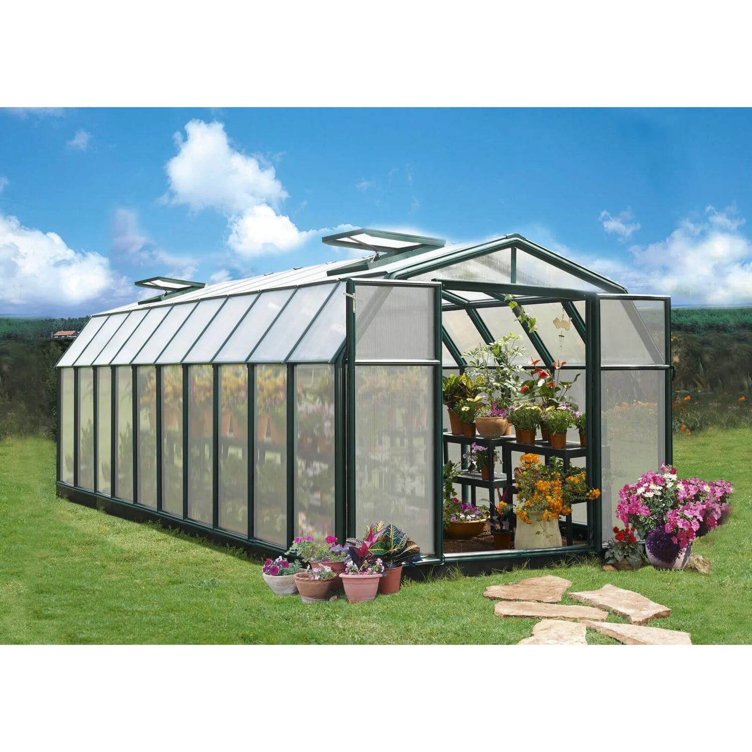 Palram 8 X 20ft Canopia Hobby Gardener Greenhouse - Green - Image 2