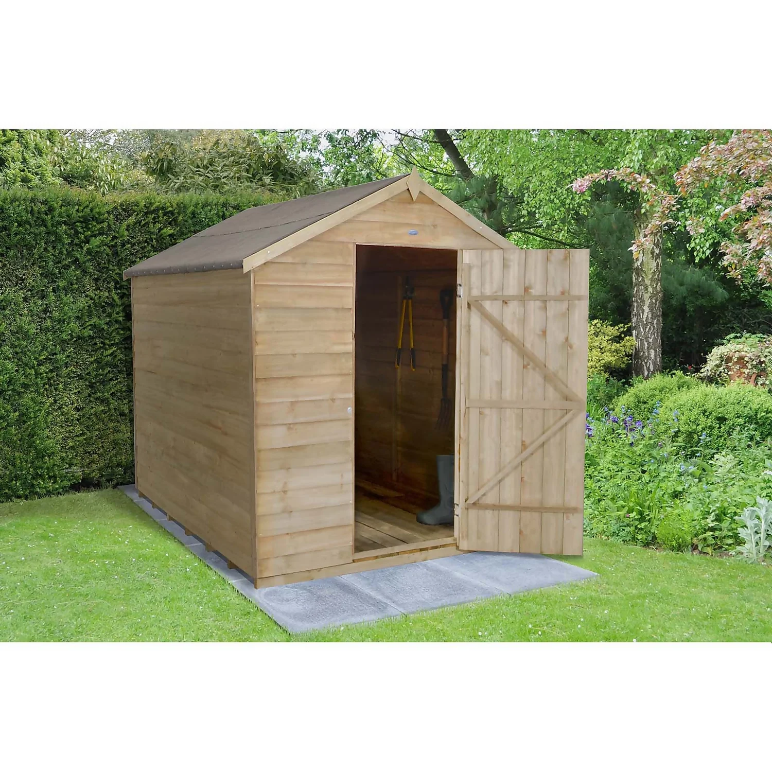 8x6ft Forest Wooden Overlap Pressure Treated Apex Shed -incl. Installation - Image 2