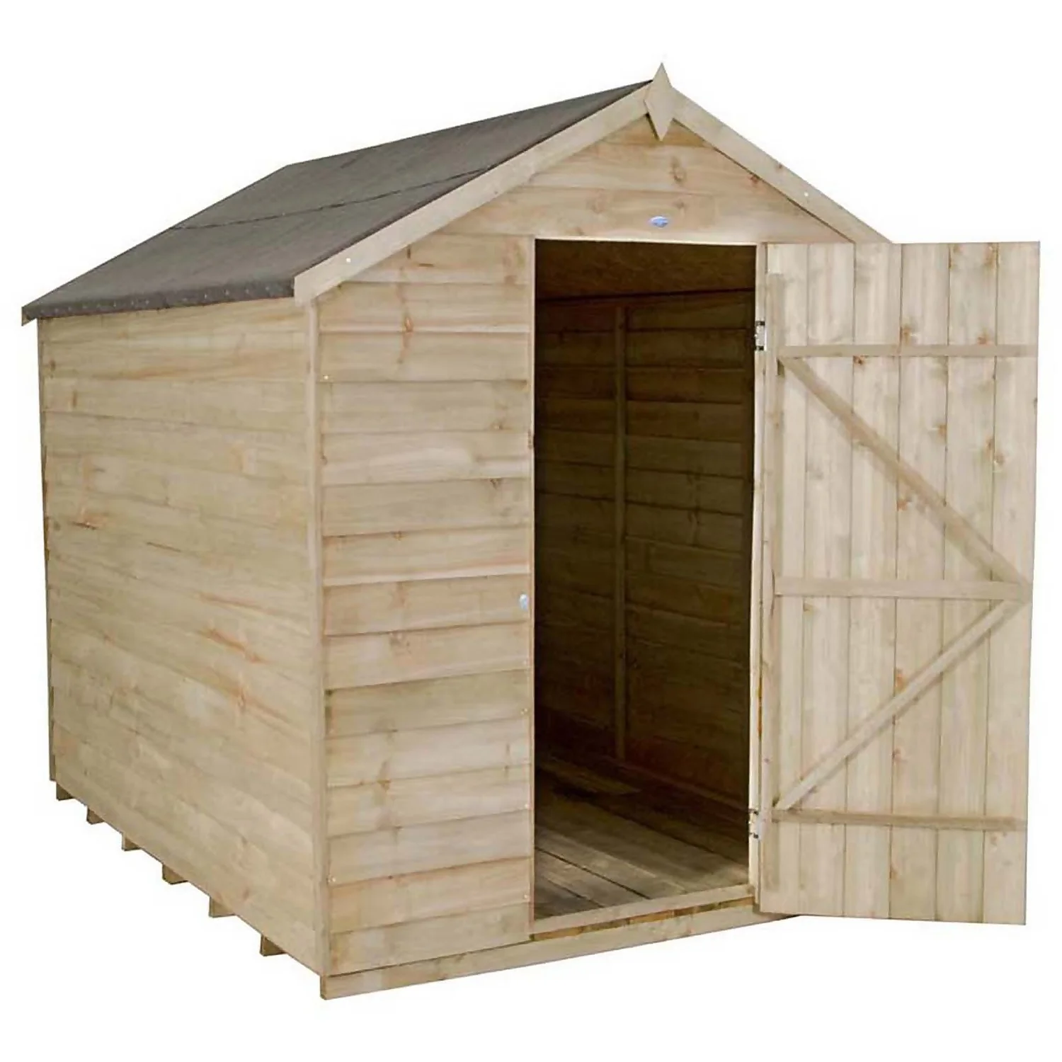 8x6ft Forest Wooden Overlap Pressure Treated Apex Shed -incl. Installation
