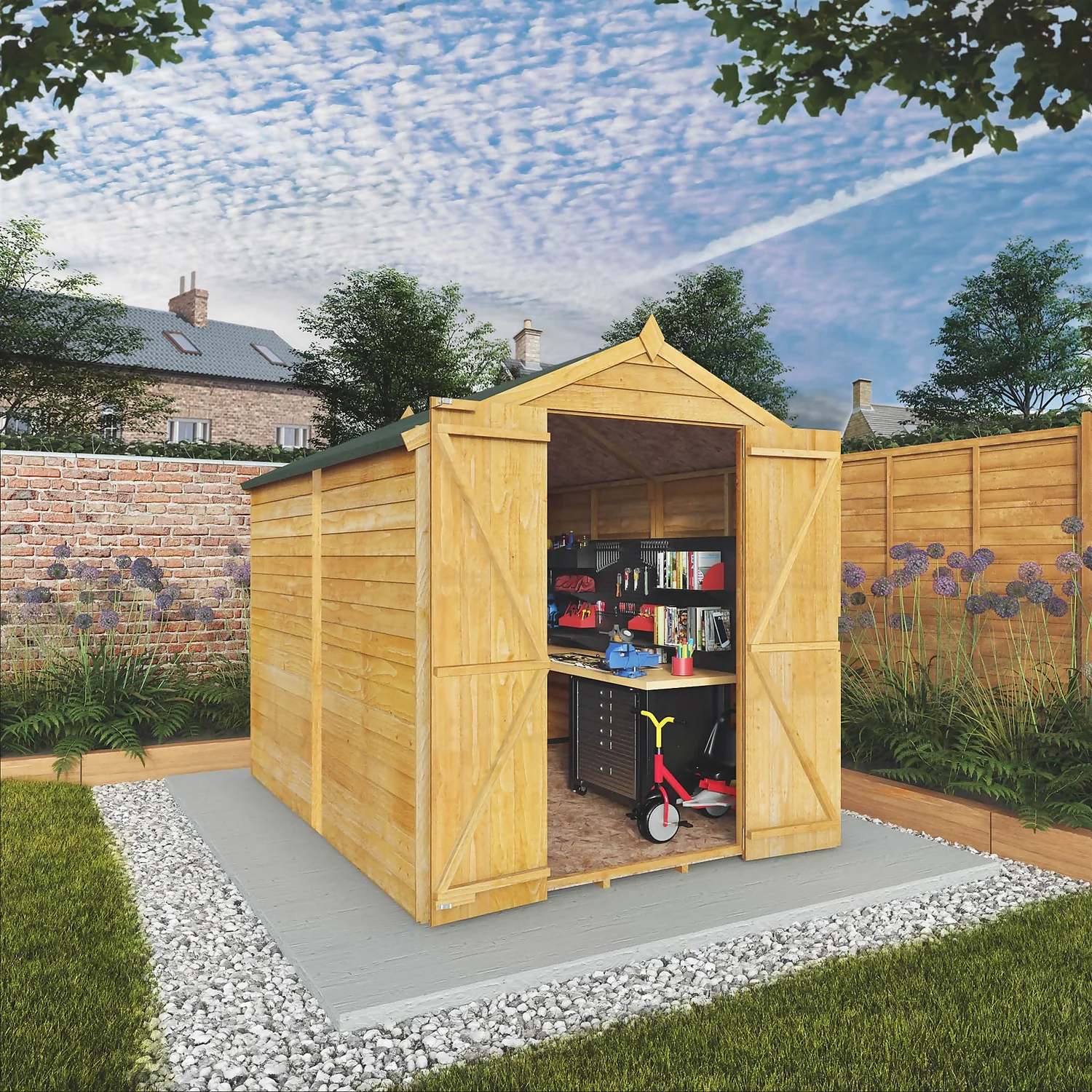 Mercia 8 X 6ft Overlap Double Door Apex Windowless Shed - Image 2