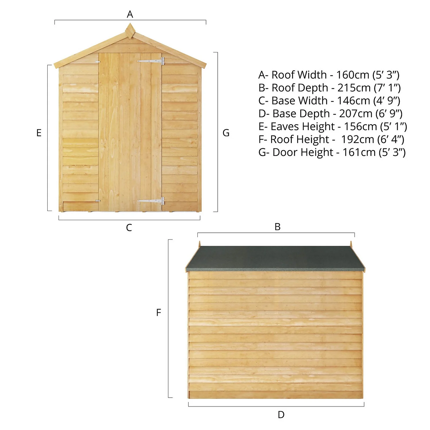 Mercia 7 X 5ft Overlap Apex Windowless Shed - Image 9