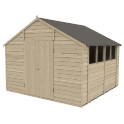 Forest 10 X 10ft Overlap Pressure Treated Double Door Apex Shed