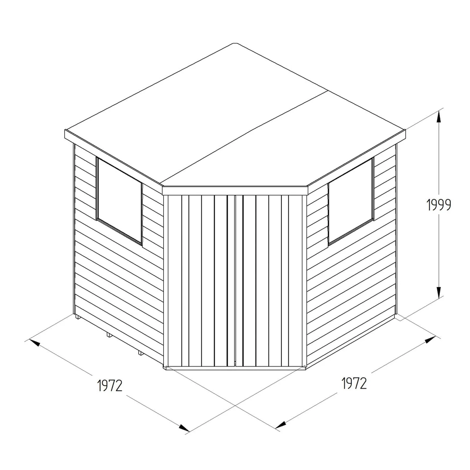 7x7ft Forest Overlap Pressure Treated Corner Shed - Incl. Installation - Image 10