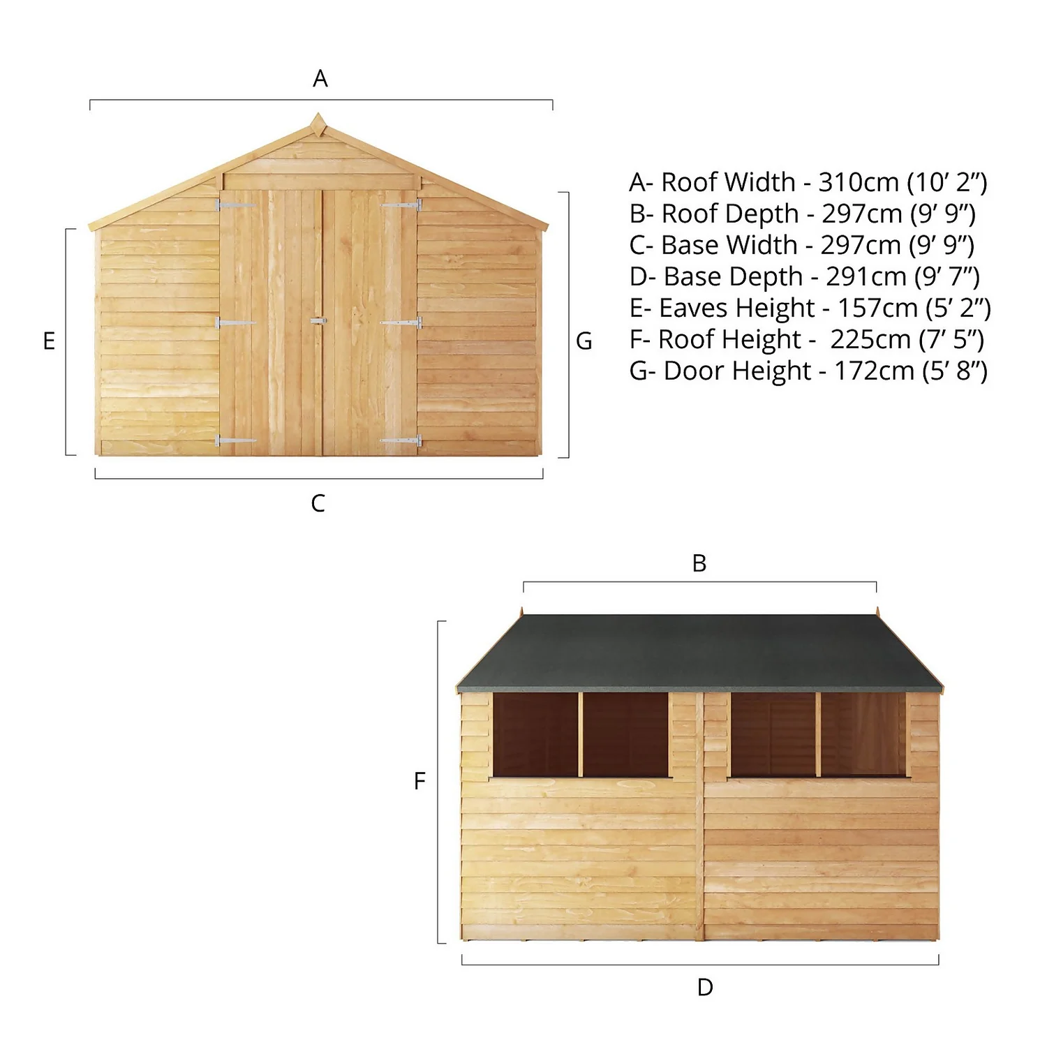 Mercia 10 X 10ft Overlap Apex Shed - Incl. Installation - Image 9