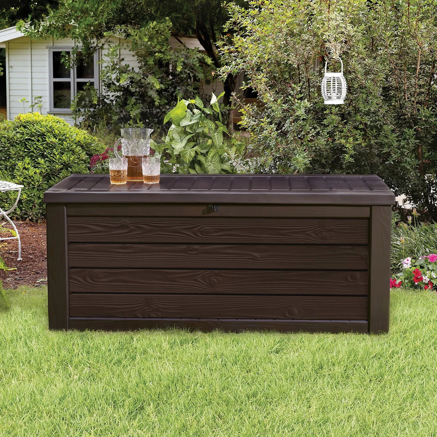Keter Westwood Outdoor Garden Storage Box 570L - Brown - Image 5
