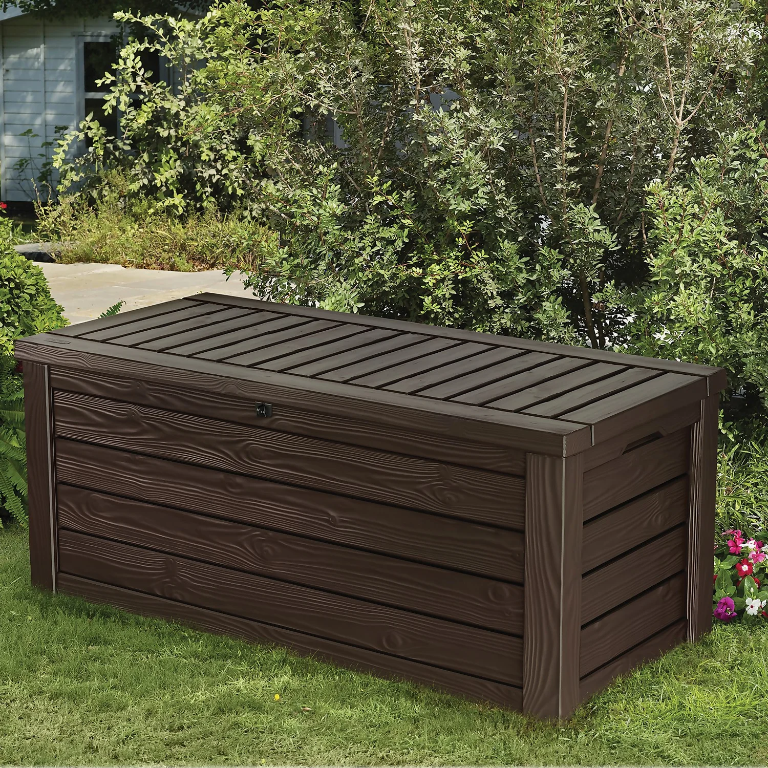 Keter Westwood Outdoor Garden Storage Box 570L - Brown - Image 4