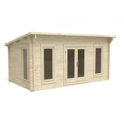 Forest Elmley 5.0m X 3.0m Log Cabin Double Glazed 34kg Polyester Felt, Plus Underlay - Installation Included