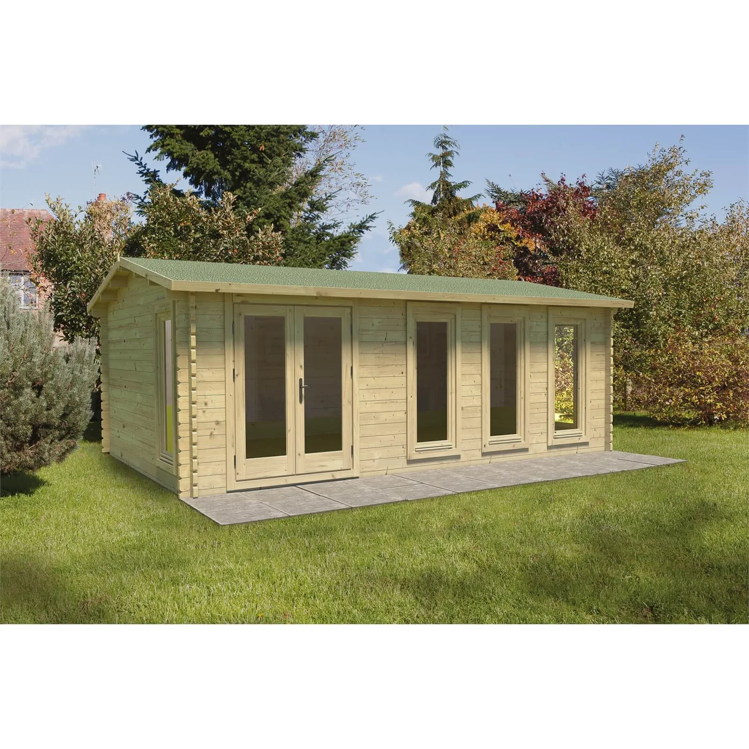 Blakedown 6m X 4m Log Cabin Double Glazed 24kg Polyester Felt, No Underlay - Installation Included