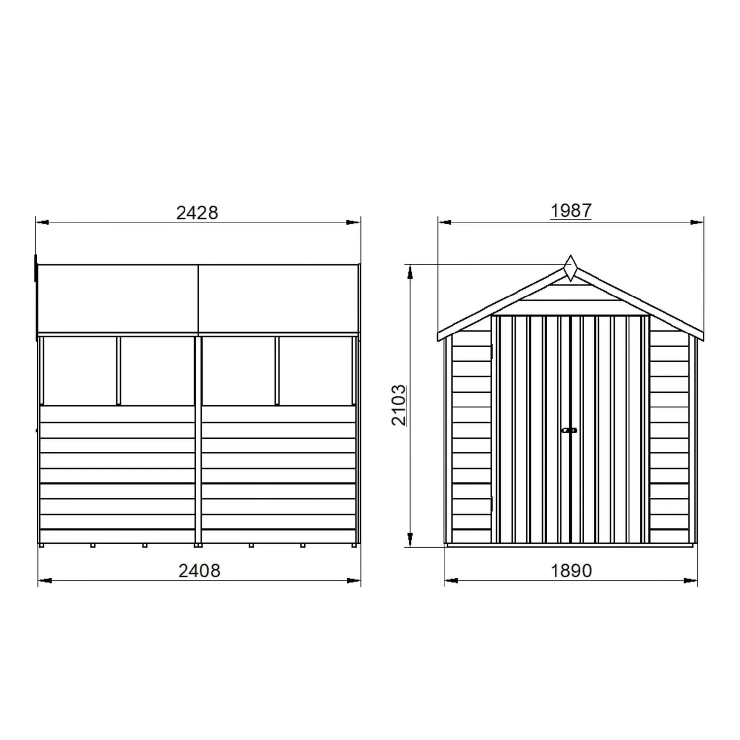 Forest 6 X 4ft Overlap Pressure Treated Apex Shed - Double Door 4 Windows - Incl. Installation - Image 8
