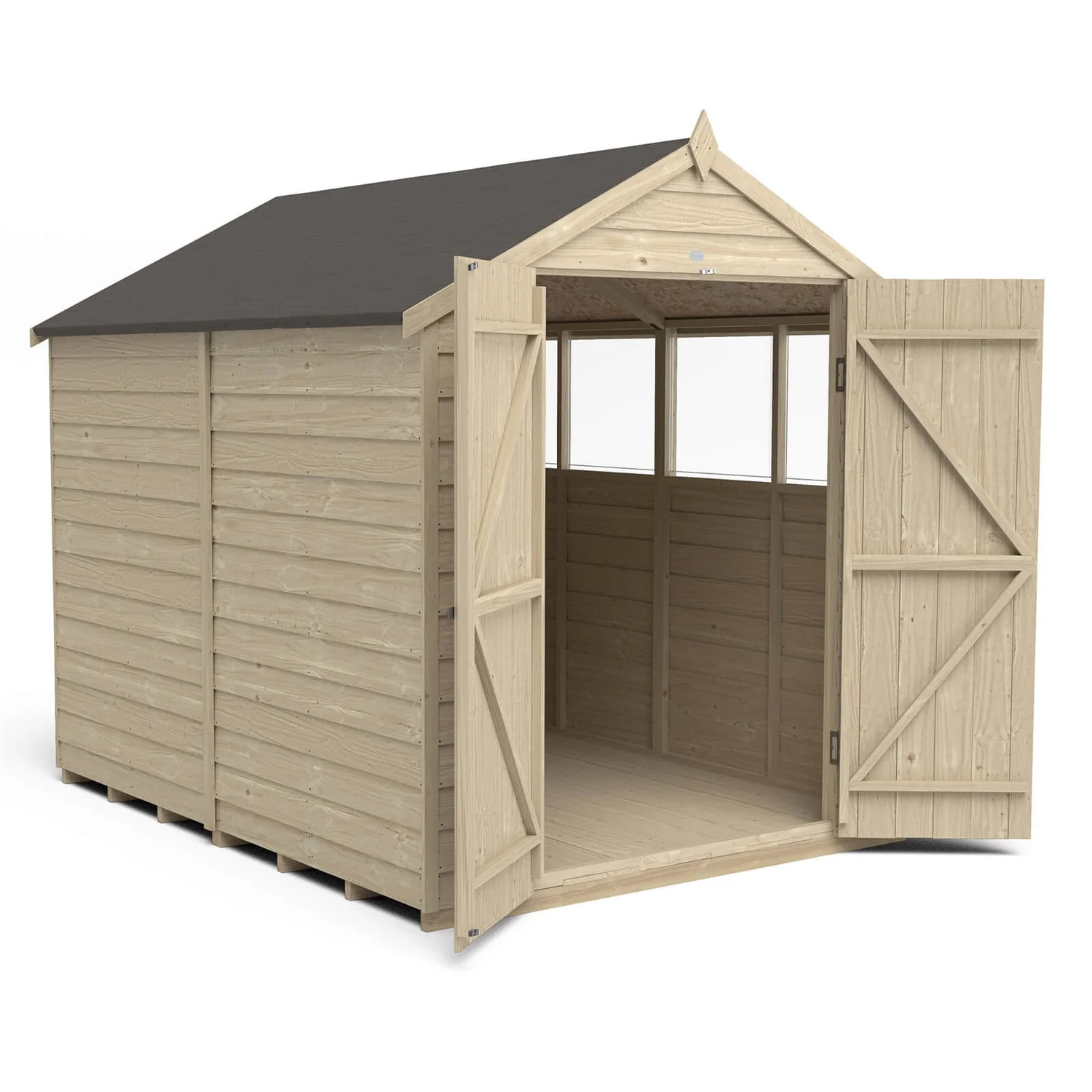 Forest 6 X 4ft Overlap Pressure Treated Apex Shed - Double Door 4 Windows - Incl. Installation - Image 3