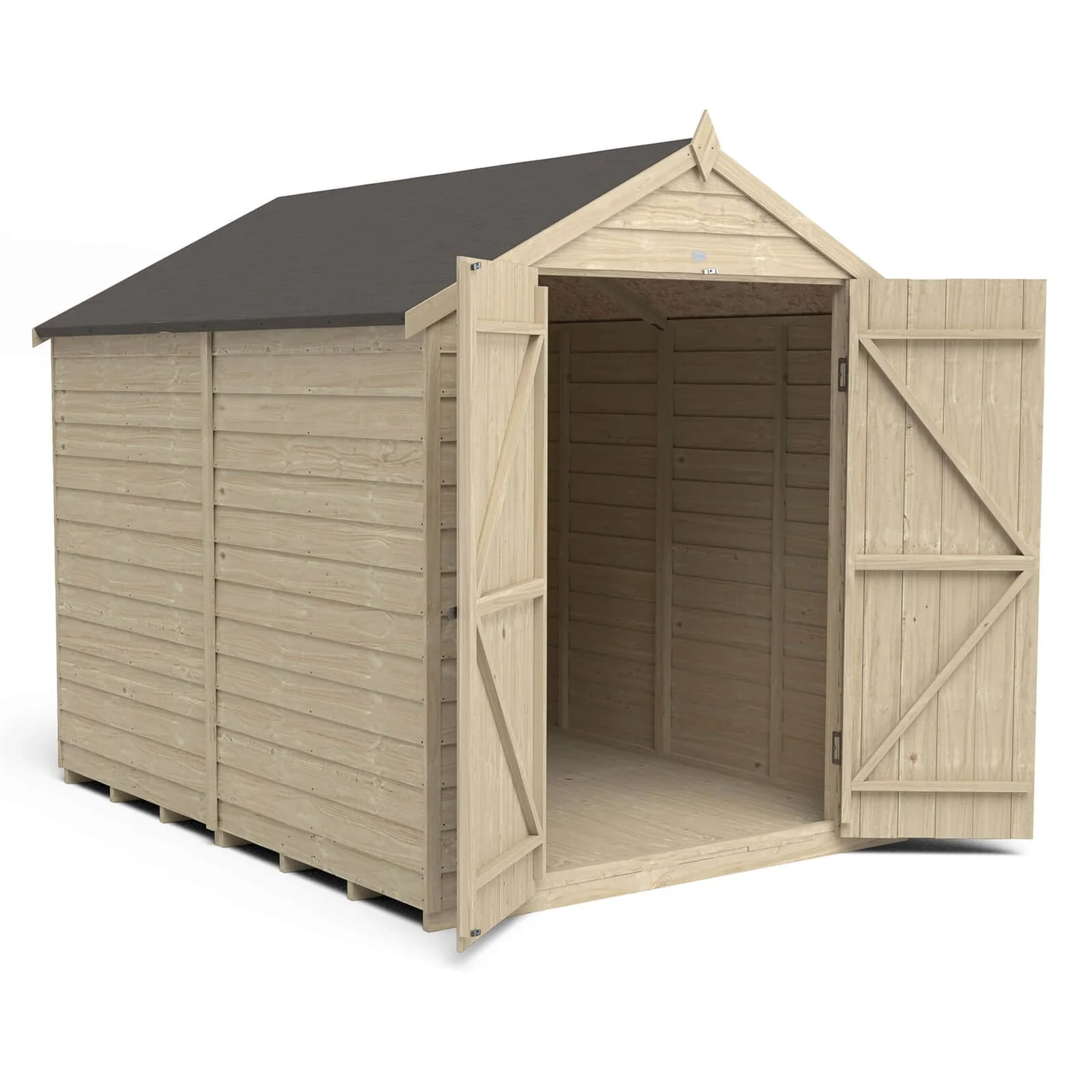 Forest 8 X 6ft Overlap Pressure Treated Apex Shed - Double Door No Windows - Incl. Installation - Image 3