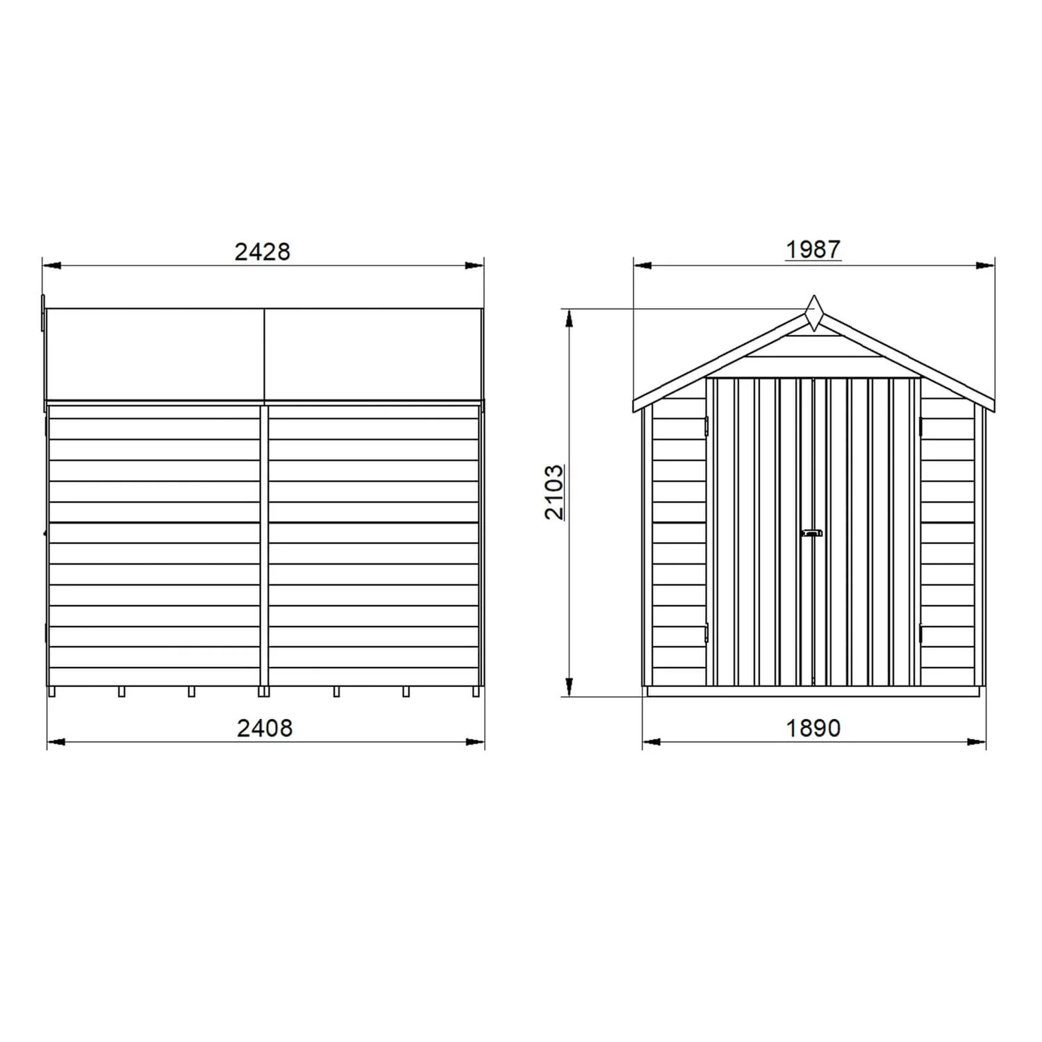 Forest 8 X 6ft Overlap Pressure Treated Apex Shed - Double Door No Windows - Incl. Installation - Image 7