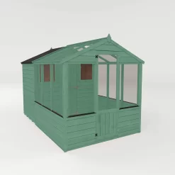 Country Living Grassthorpe 10 X 6ft Traditional Apex Greenhouse Combi Shed Painted + Installation - Aurora Green