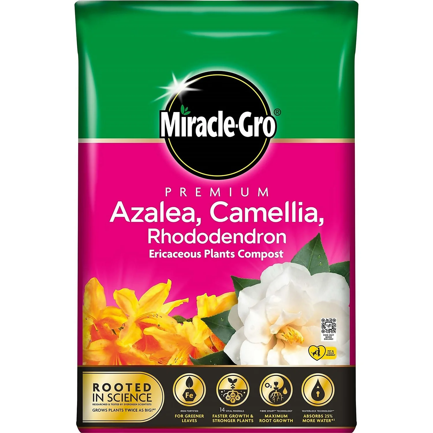 Miracle Gro Premium Azalea, Camellia & Rhododendron Ericaceous Compost - 40L