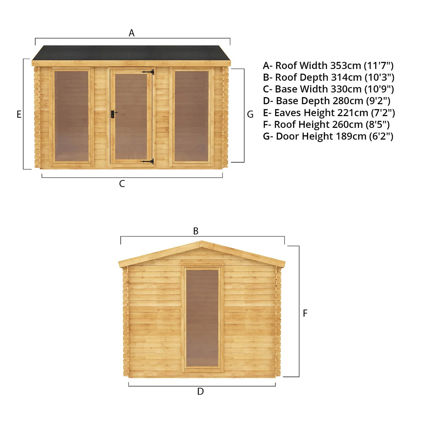 Mercia 3.5 X 3m 19mm Log Cabin - Image 9