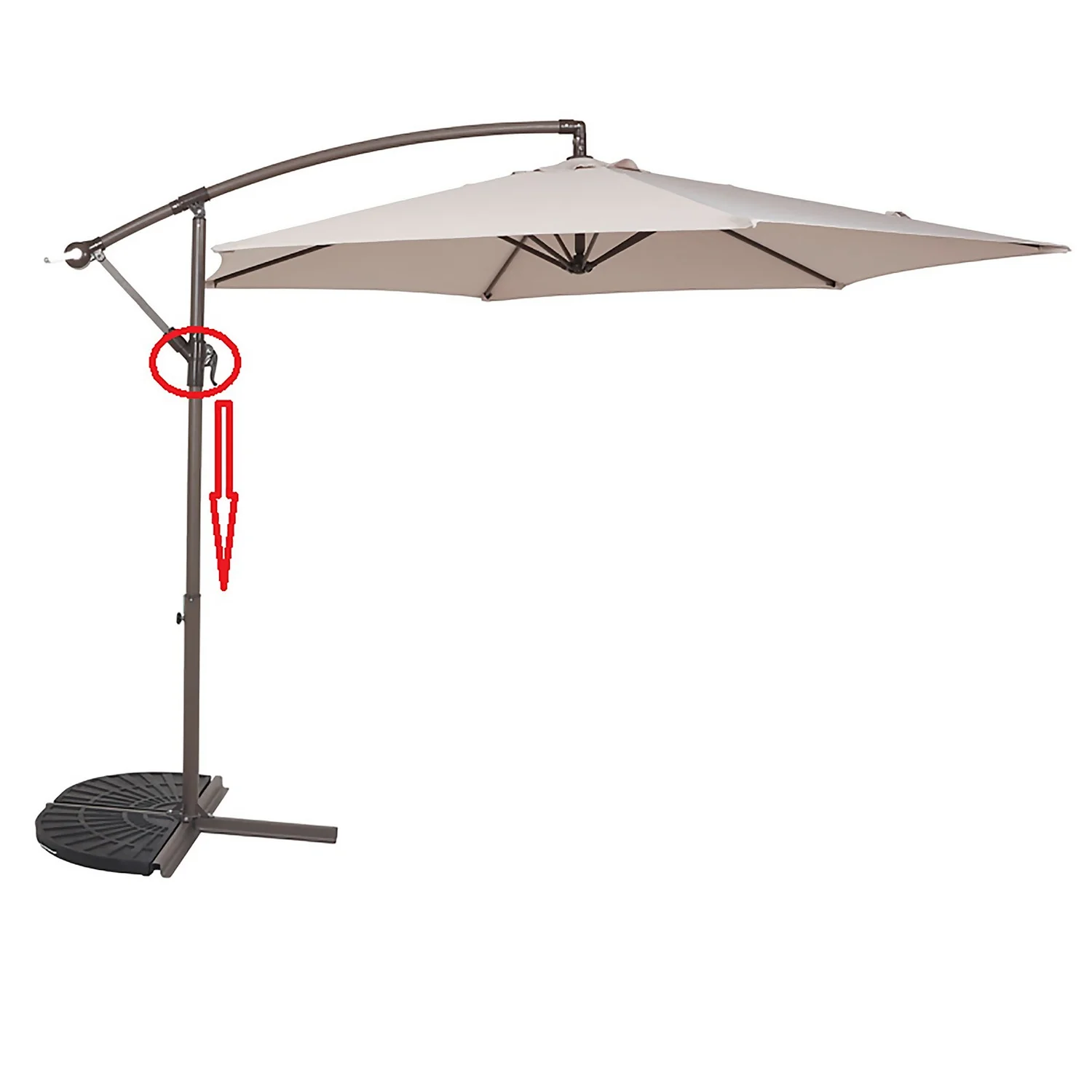 None 3m Overhanging Parasol - Light Grey - Image 5