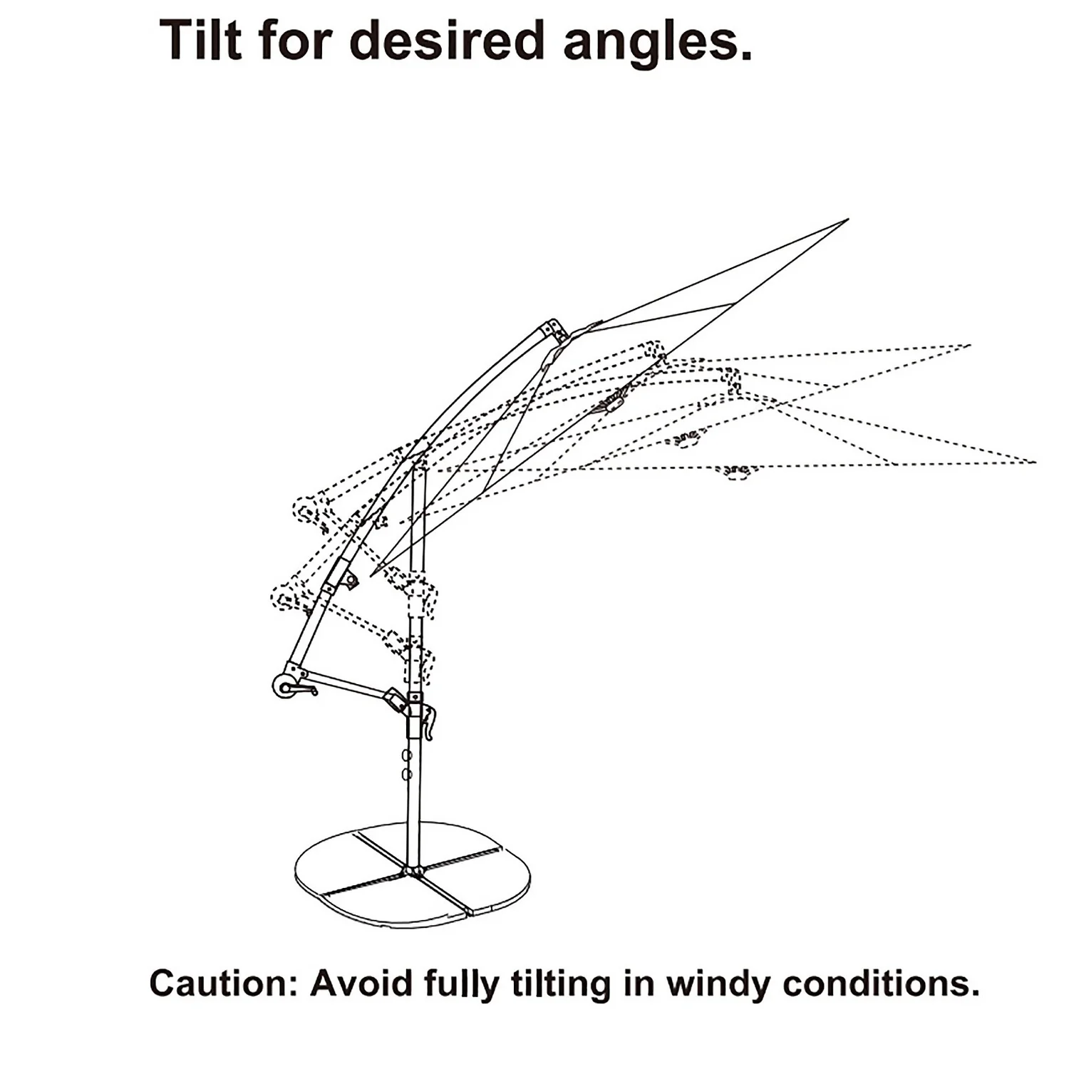 None 3m Overhanging Parasol - Light Grey - Image 6