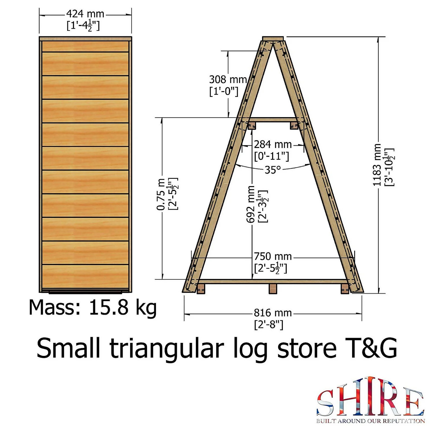 Shire Small Triangular Log Store Tongue And Groove - Image 6