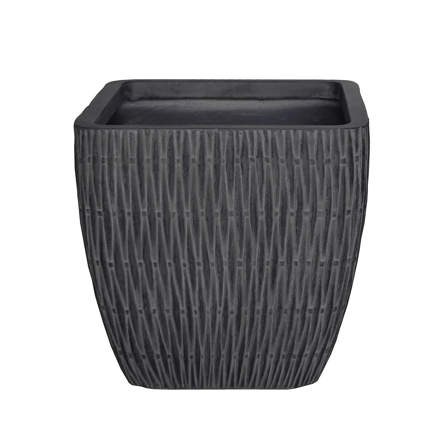 House Beautiful Roma Weave Charcoal Square Pot - 25cm