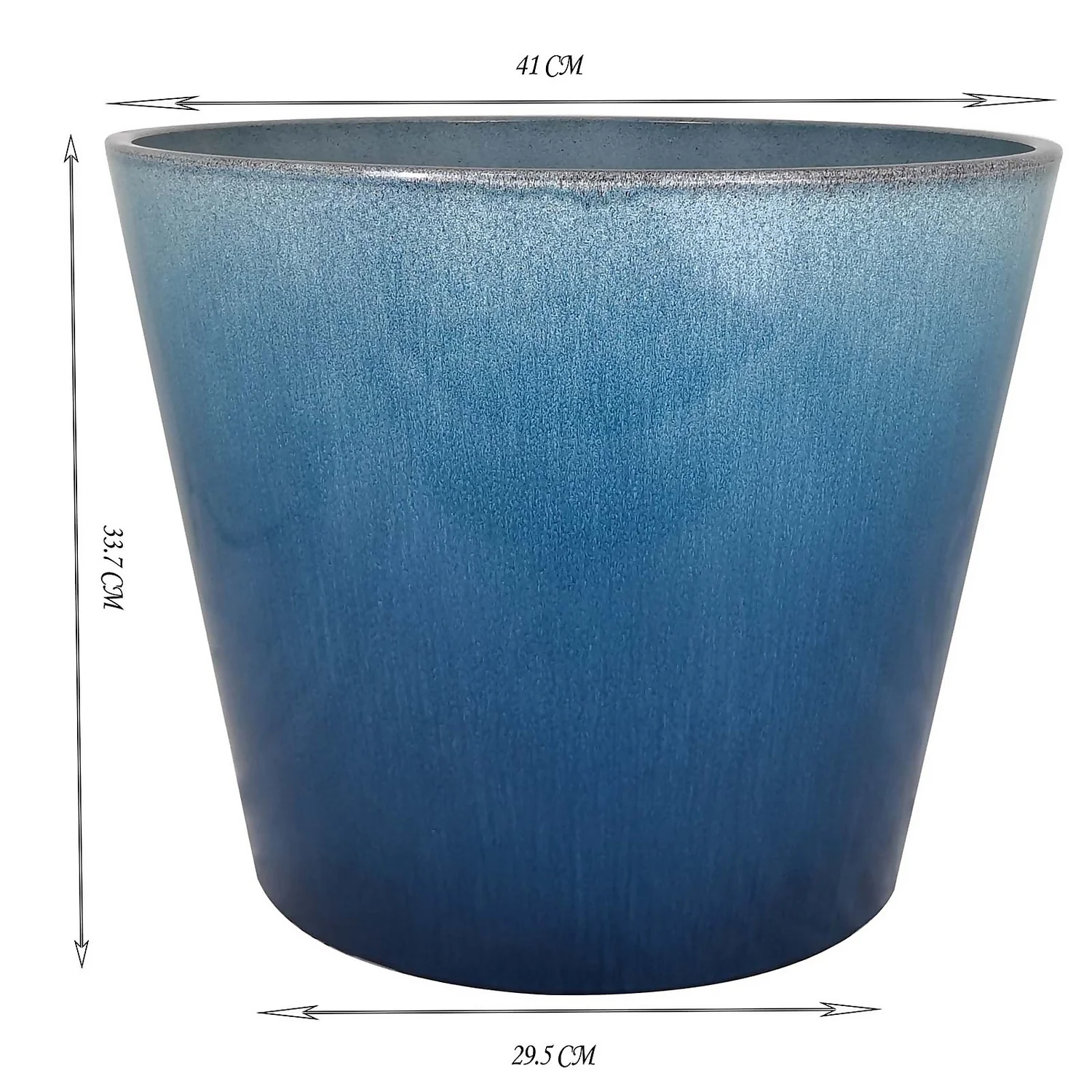 Glazed Finish Blue Planter - 40cm - Image 2
