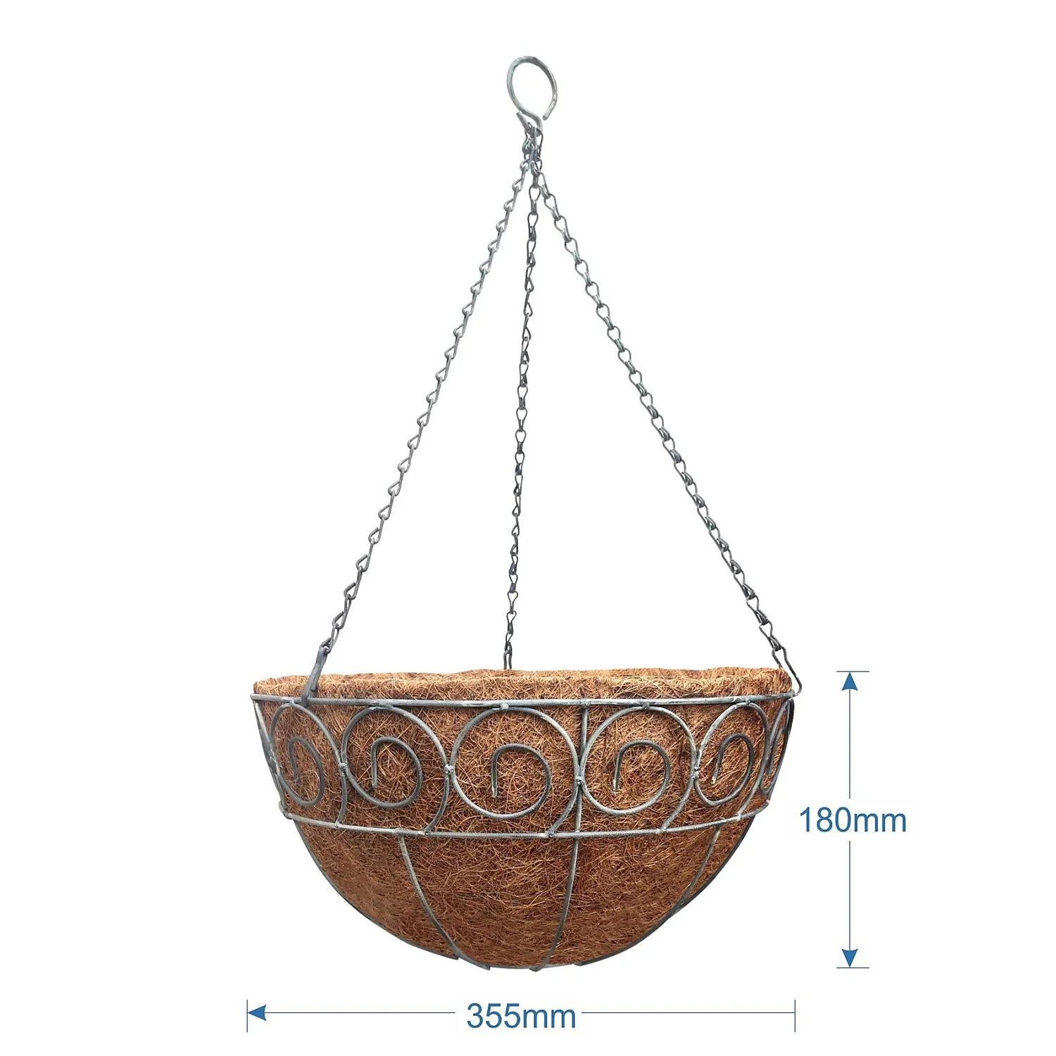 35 Cm Distress Finish Hanging Basket With Coco Liner - Image 4