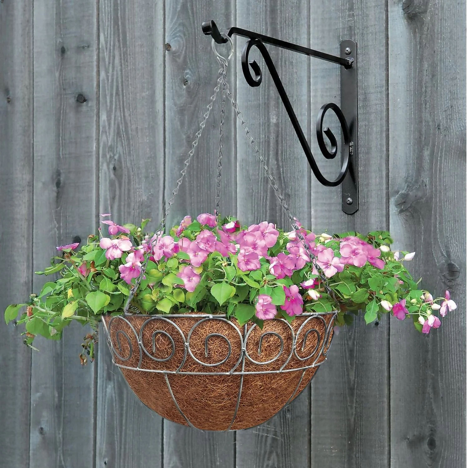 35 Cm Distress Finish Hanging Basket With Coco Liner - Image 2