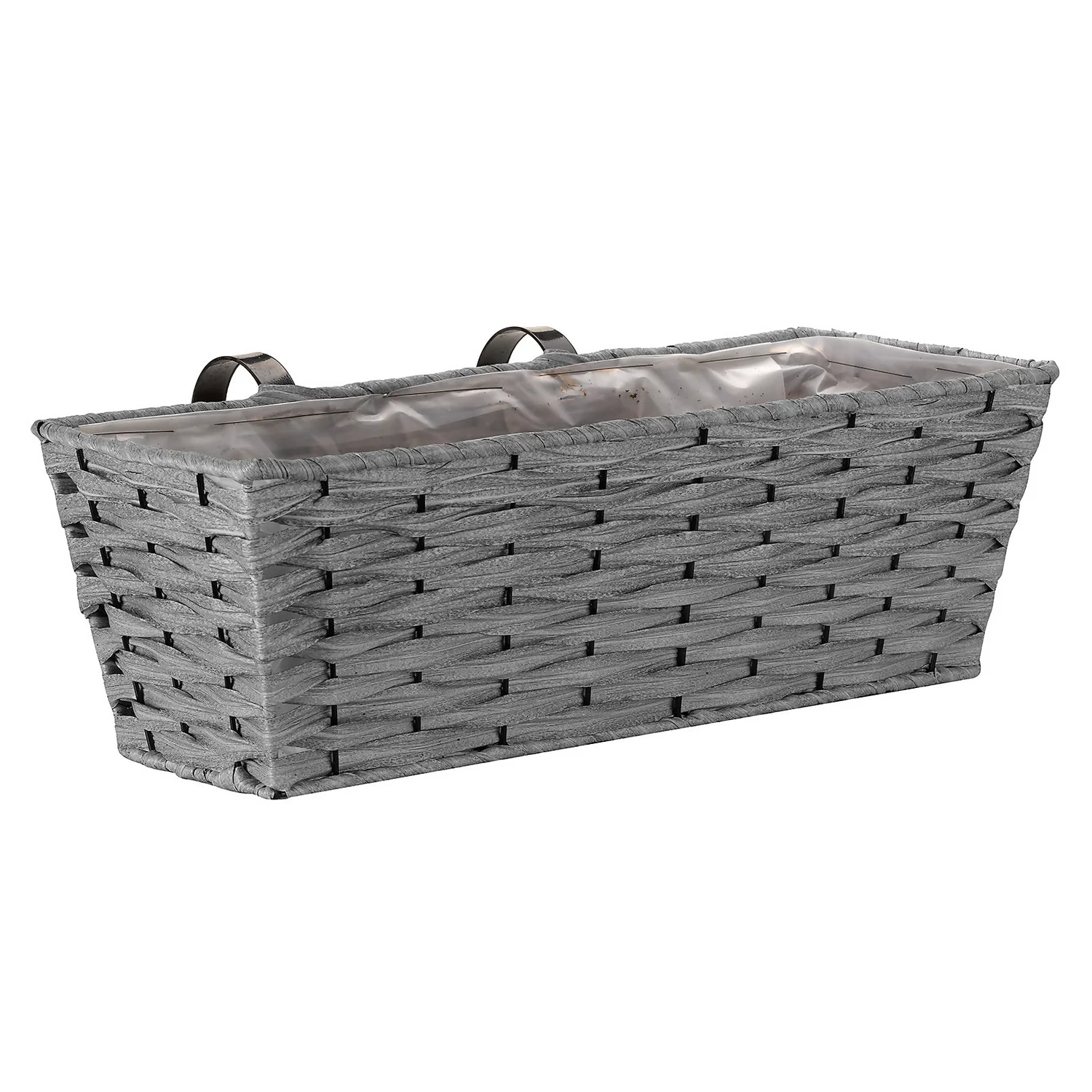 19in Faux Rattan Planter - Slate