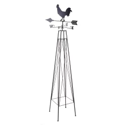 Panacea Rooster Weathervane Steel Obelisk - Rust