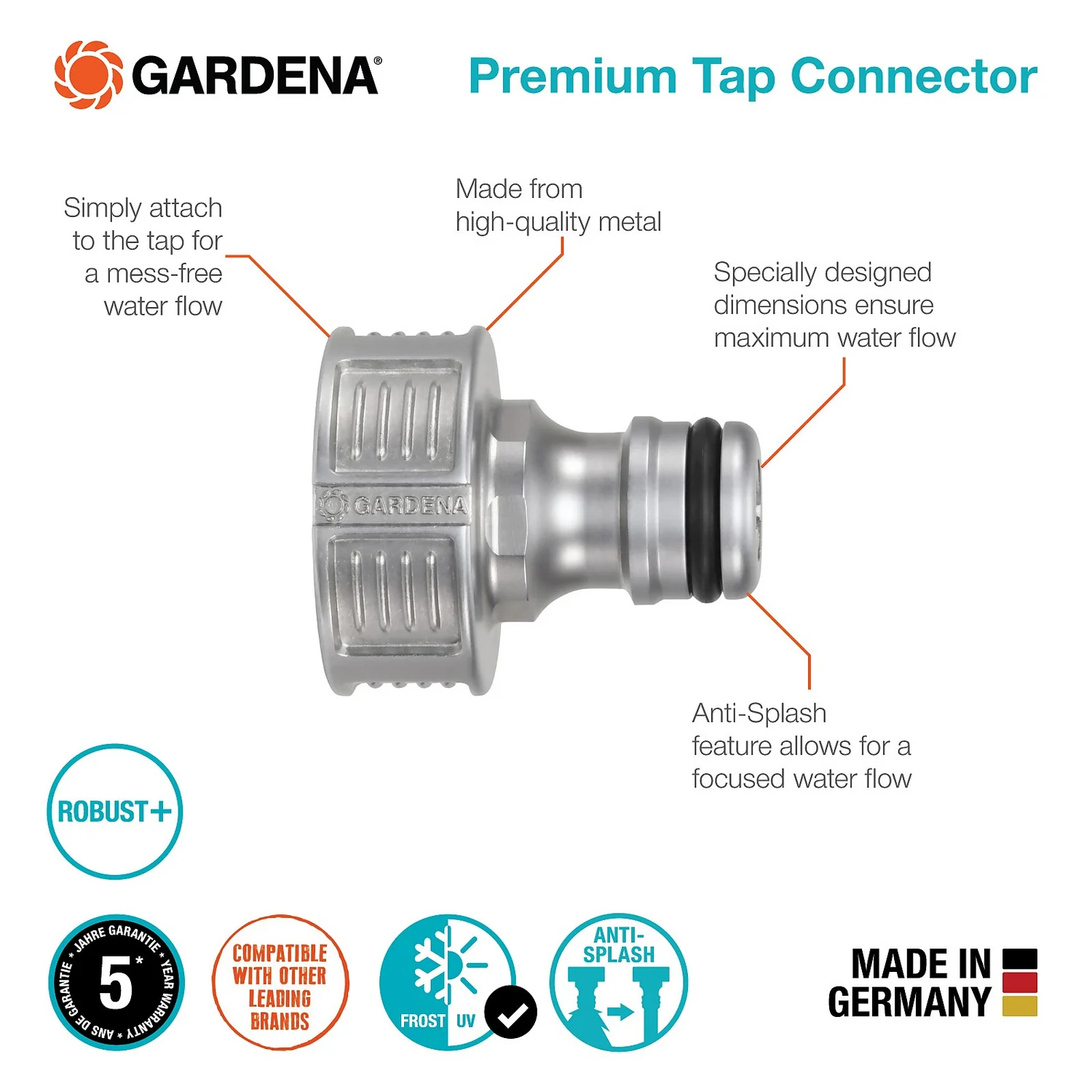 GARDENA Premium Tap Hose Pipe Connector - Image 5