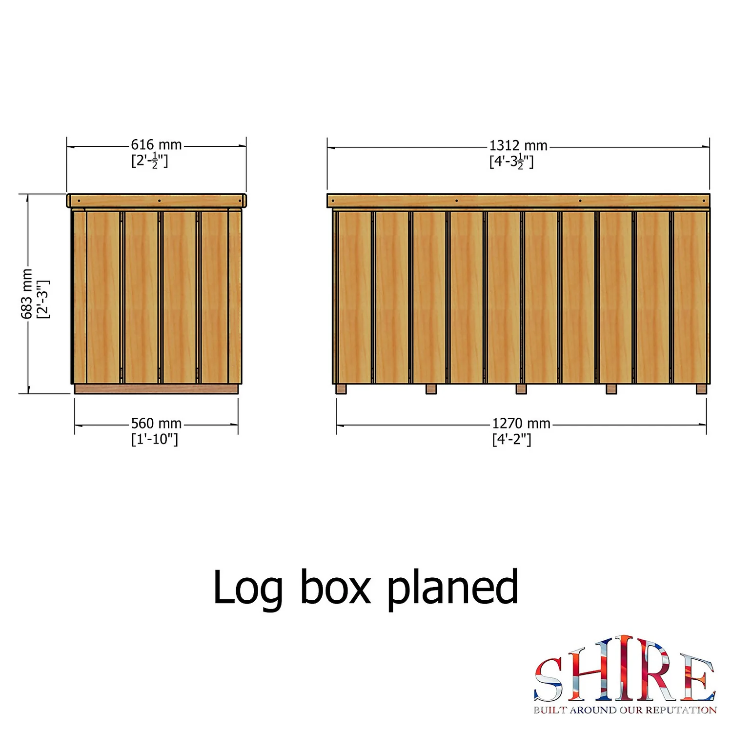 Shire Planed Timber Garden Storage Box 4x2 - Image 3