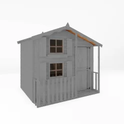 Country Living 8ft X 6ft Premium Colton Double Storey Playhouse With Veranda Painted + Installation - Thorpe Towers Grey
