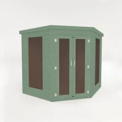 Country Living Premium Ribble 7ft X 7ft Corner Summerhouse Painted + Installation - Aurora Green