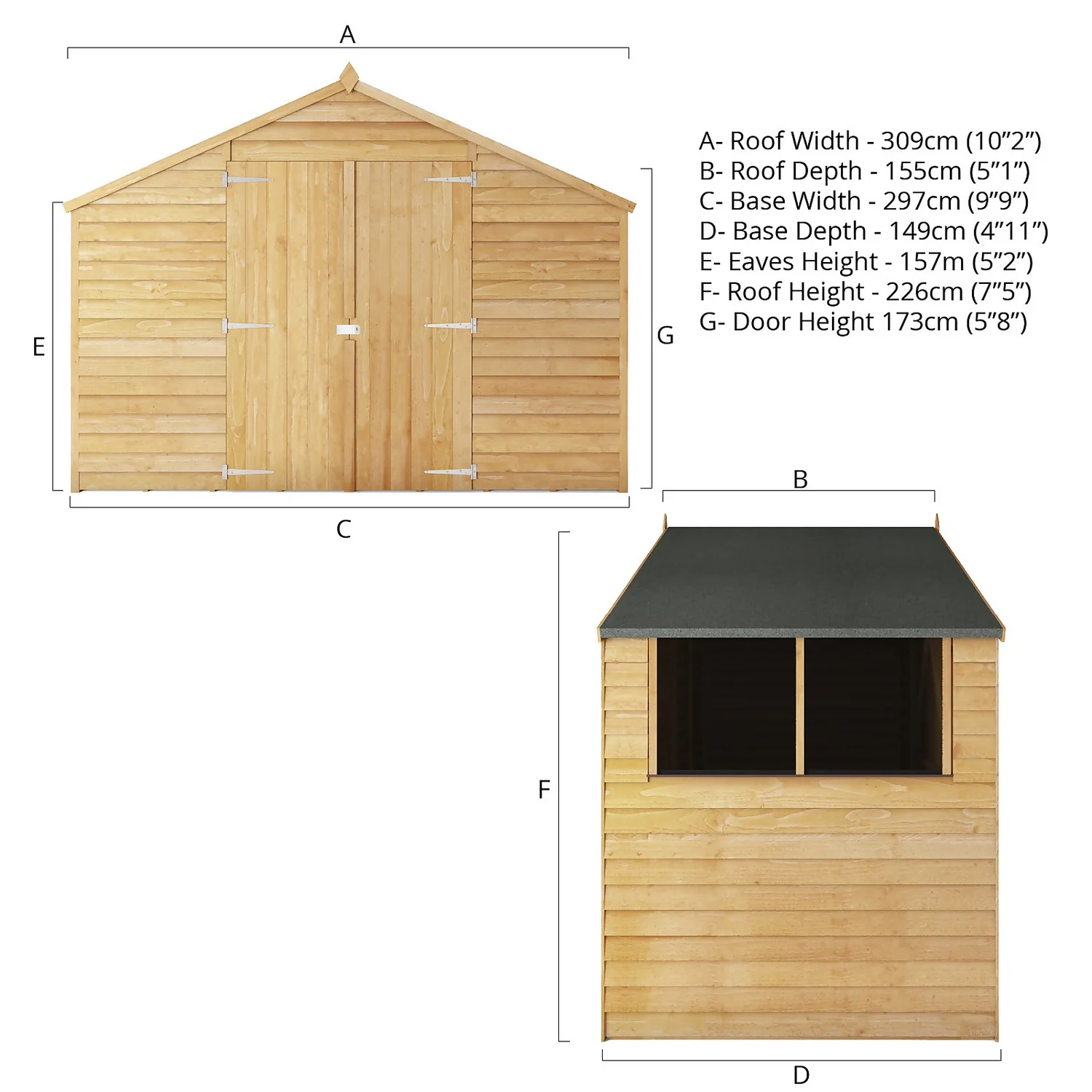 Mercia 5ft X 10ft Overlap Apex Shed - Image 9