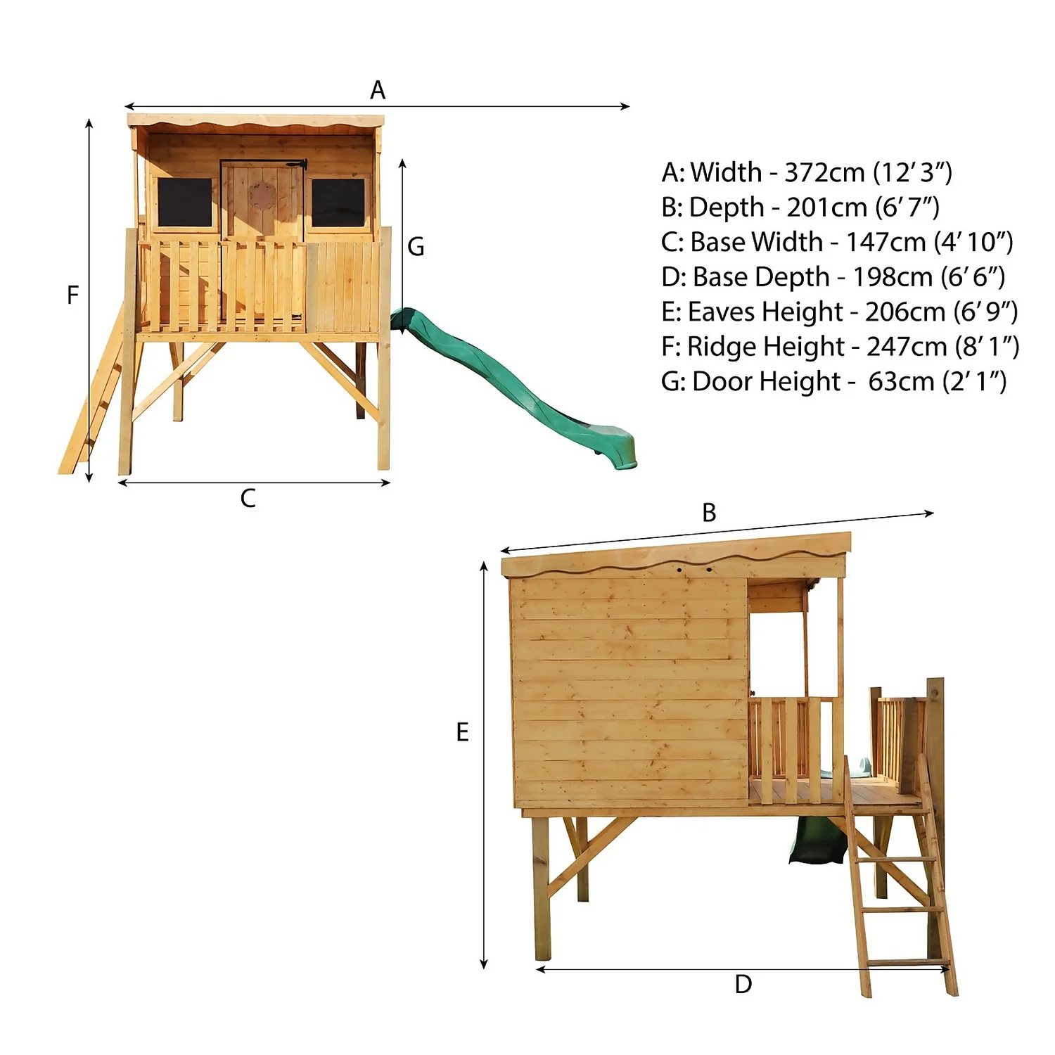 Mercia 5ft X 6ft Pent Playhouse With Tower & Slide - Installation Included - Image 8