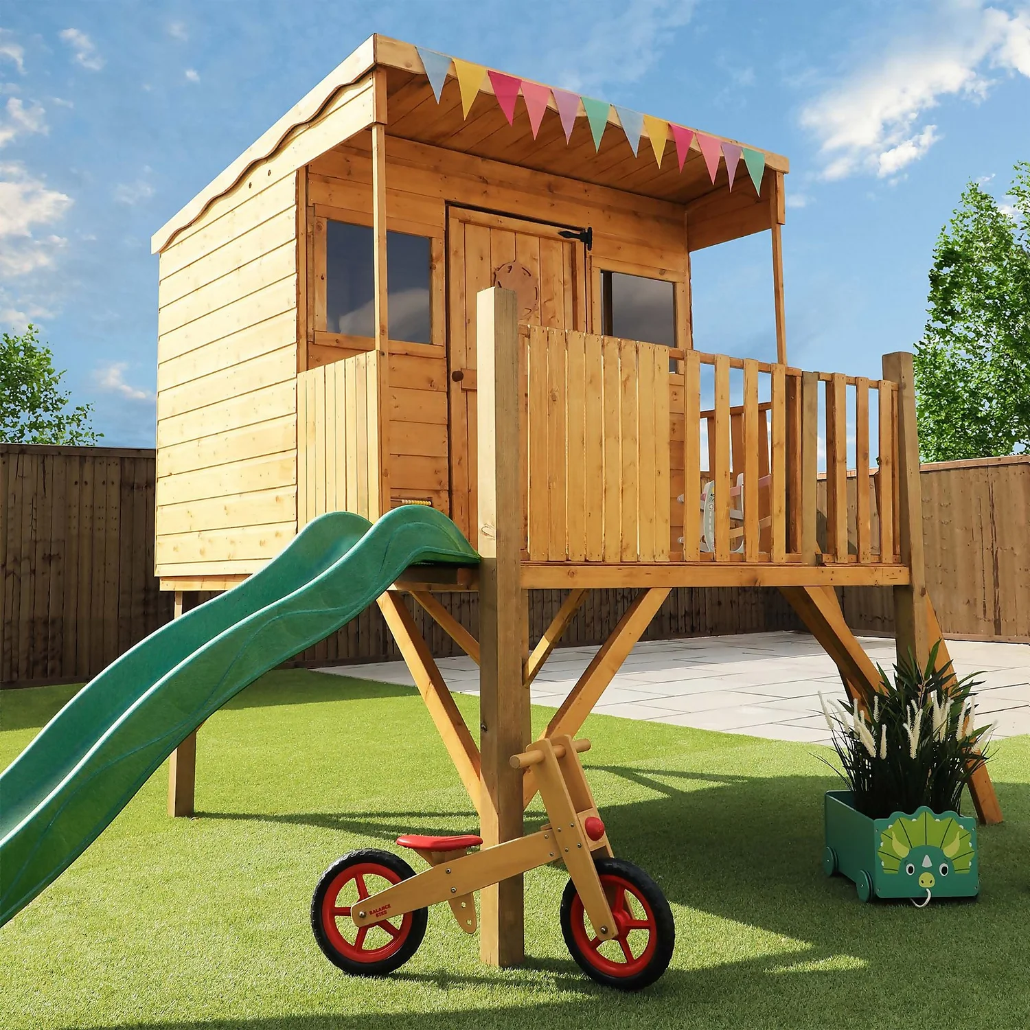 Mercia 5ft X 6ft Pent Playhouse With Tower & Slide - Installation Included - Image 2