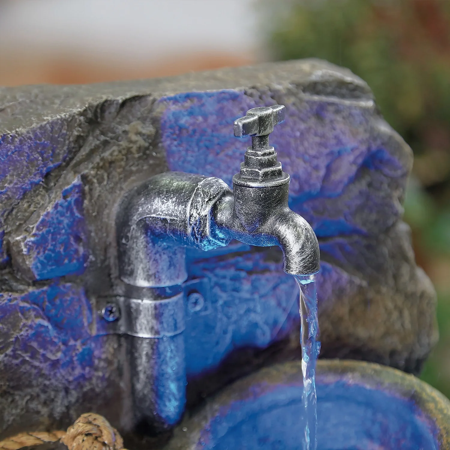 Stylish Fountain Pouring Pot Wall Water Feature With LEDs - Image 3