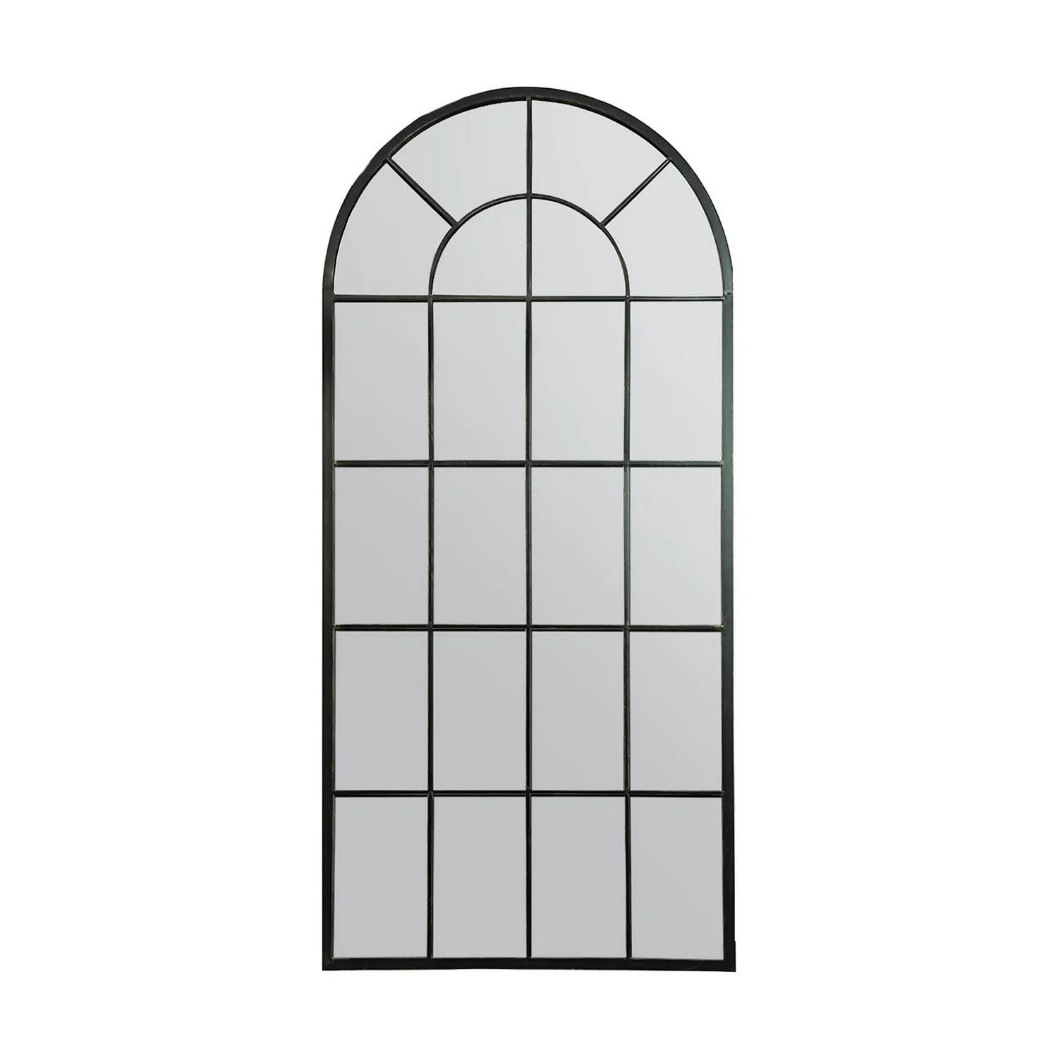 MirrorOutlet Somerley Lotus Arch Antique Black Extra Large Metal Garden Mirror - 160x75cm