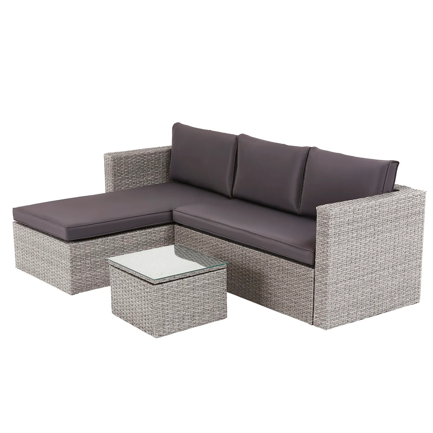 Alexandria Rattan Effect Garden Corner Sofa Set - Ash Grey - Image 2