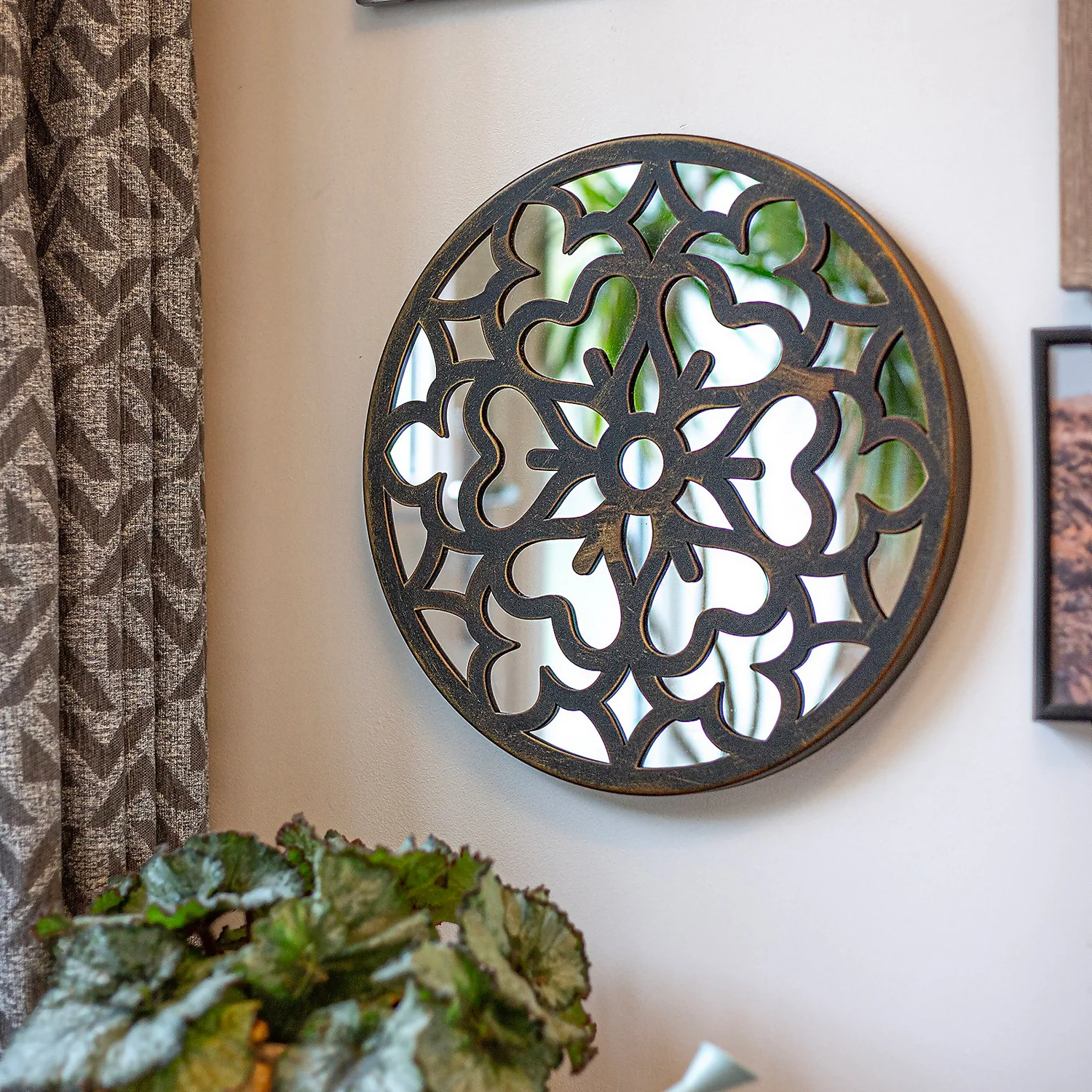 Round Laser Cut Outdoor Mirror 35cm - Bronze - Image 2